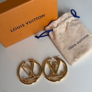 Louis Vuitton Gold Hoop Earrings Louise Hoop GM Earrings